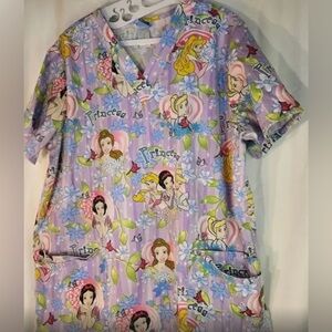 The Wonderful World of Disney brand scrub top, Disney Princess